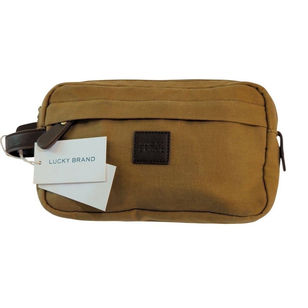 Lucky Brand Men's Canvas Travel Toiletry Bag Brown NWT